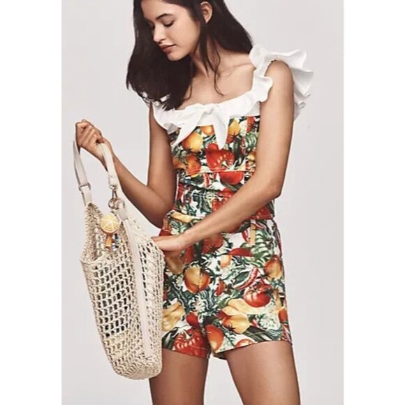 The Colette Linen Blend Shorts by Maeve Tomato  Print 32 - Picture 2 of 2